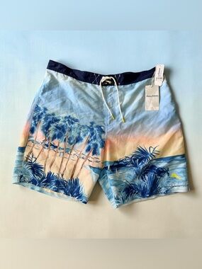 Tommy Bahama Men’s Baja Printed Board Shorts Swim Trunks Blue XXL NWT $99.50
